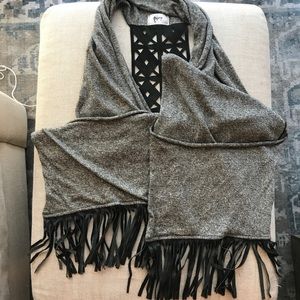 Fringe trimmed vest scarf by Nightcap